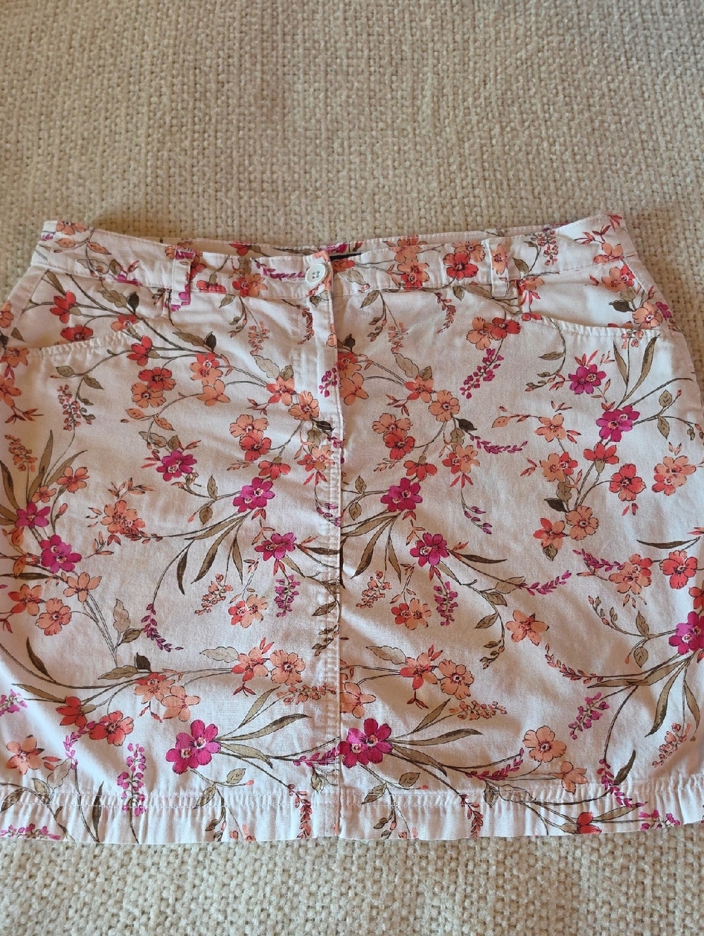 Floral Print Pink Cotton Mini Skort